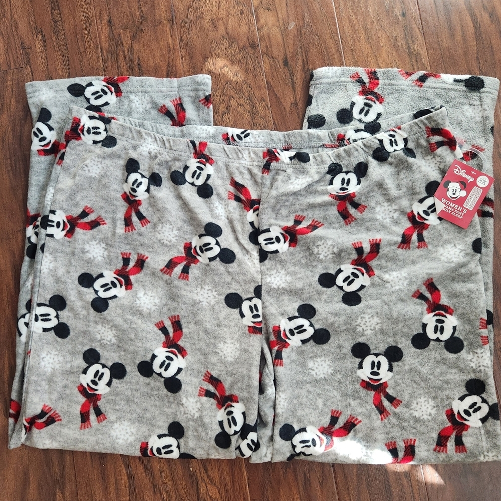 Disney Mickey Mouse Fleece Pajama Pants Plus Size 3XL Winter Snowflake Cozy